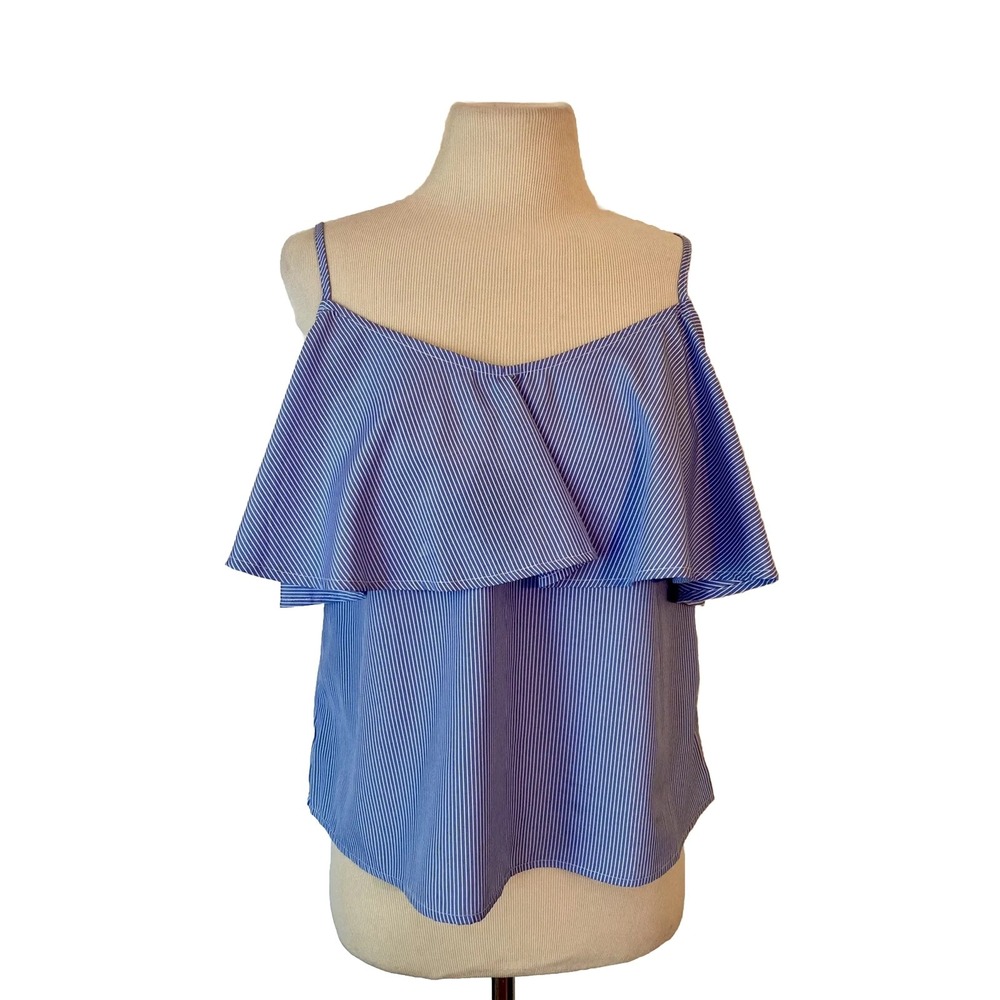 Y2k NWT La Vie 89 Shirt CottageCore blue Sz S Midriff GrannyCore Babydoll